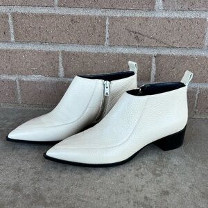 Everlane Cream Pointed Toe Ankle Booties with Side Zip